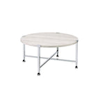 ACME 83210 Brecon Coffee Table, White Oak &Chrome