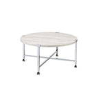 ACME 83210 Brecon Coffee Table, White Oak &Chrome
