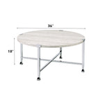 ACME 83210 Brecon Coffee Table, White Oak &Chrome