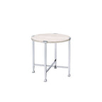 ACME 83212 Brecon End Table, White Oak &Chrome