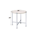 ACME 83212 Brecon End Table, White Oak &Chrome