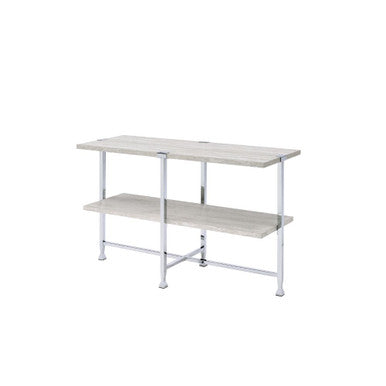 ACME 83213 Brecon Sofa Table, White Oak &Chrome