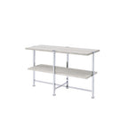 ACME 83213 Brecon Sofa Table, White Oak &Chrome