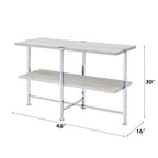 ACME 83213 Brecon Sofa Table, White Oak &Chrome