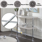 ACME 83213 Brecon Sofa Table, White Oak &Chrome