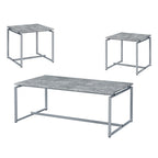 ACME 83235 Jurgen 3 Piece Pack Coffee/End Set, Faux Concrete & Silver
