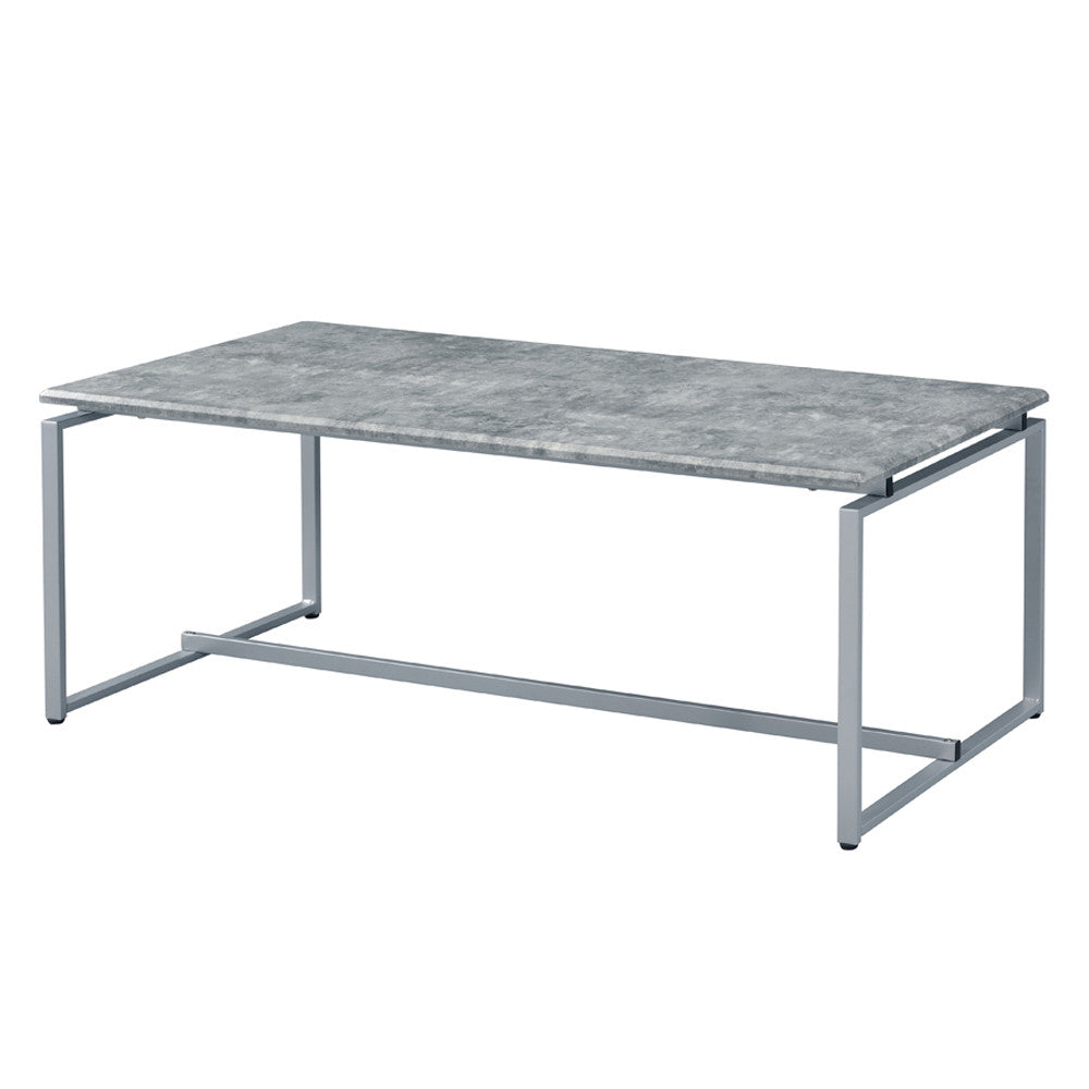 ACME 83235 Jurgen 3 Piece Pack Coffee/End Set, Faux Concrete & Silver