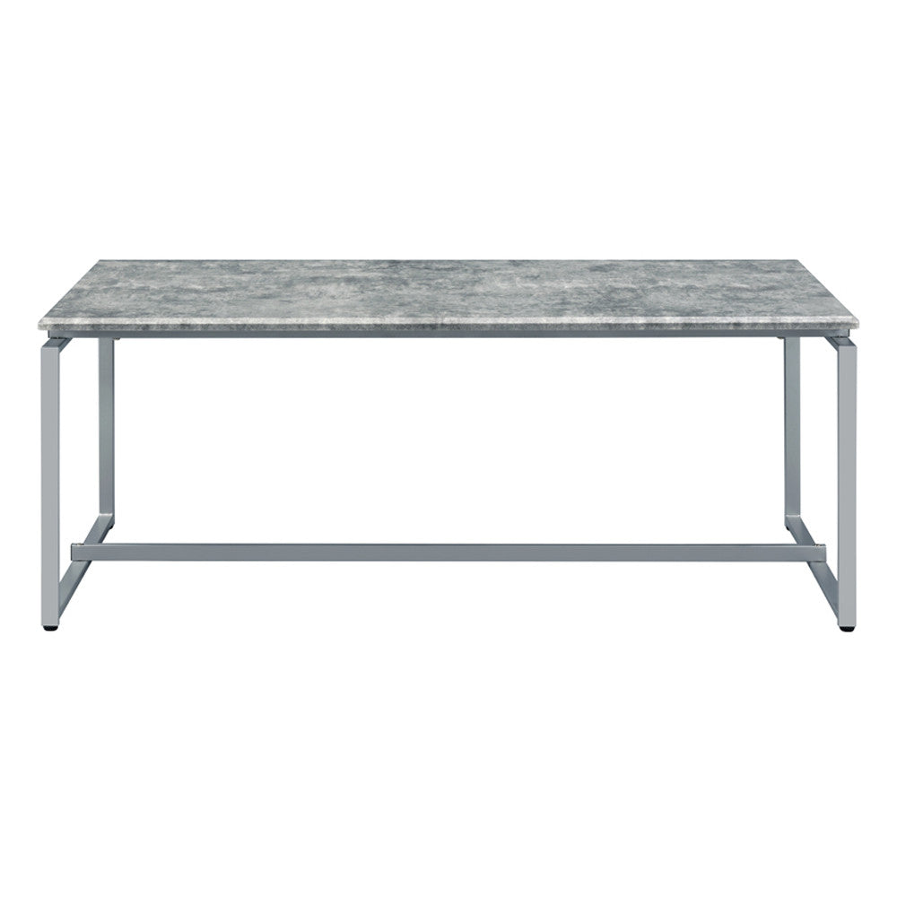 ACME 83235 Jurgen 3 Piece Pack Coffee/End Set, Faux Concrete & Silver