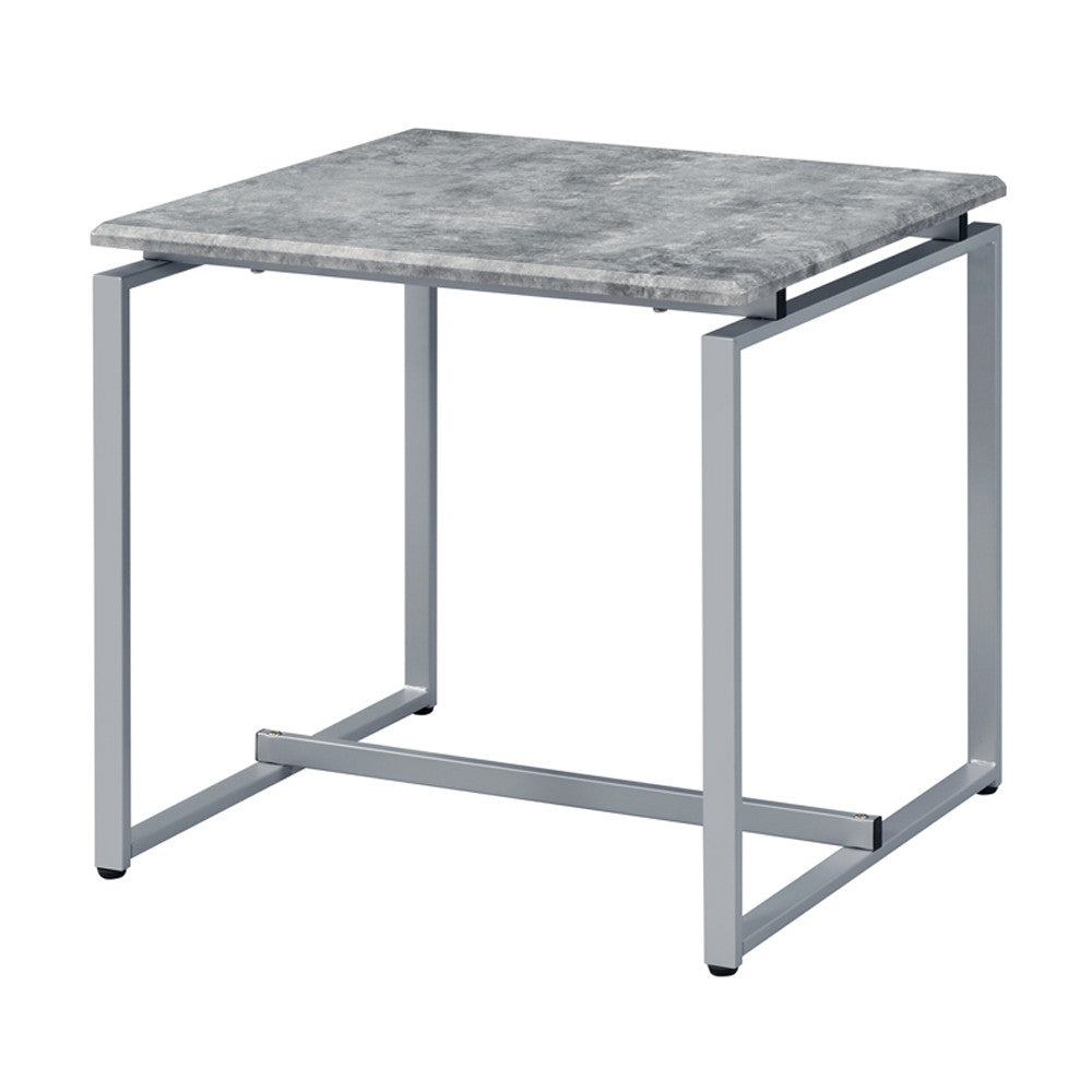 ACME 83235 Jurgen 3 Piece Pack Coffee/End Set, Faux Concrete & Silver
