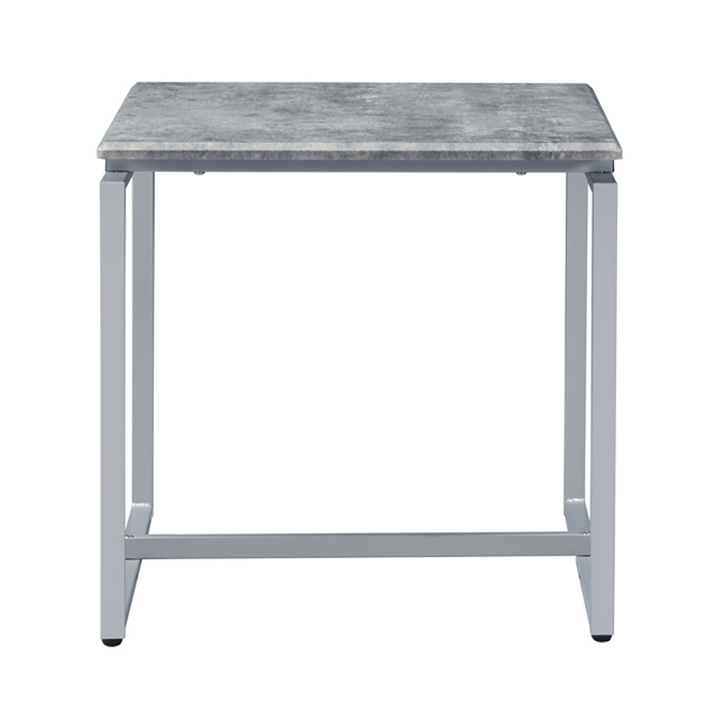 ACME 83235 Jurgen 3 Piece Pack Coffee/End Set, Faux Concrete & Silver