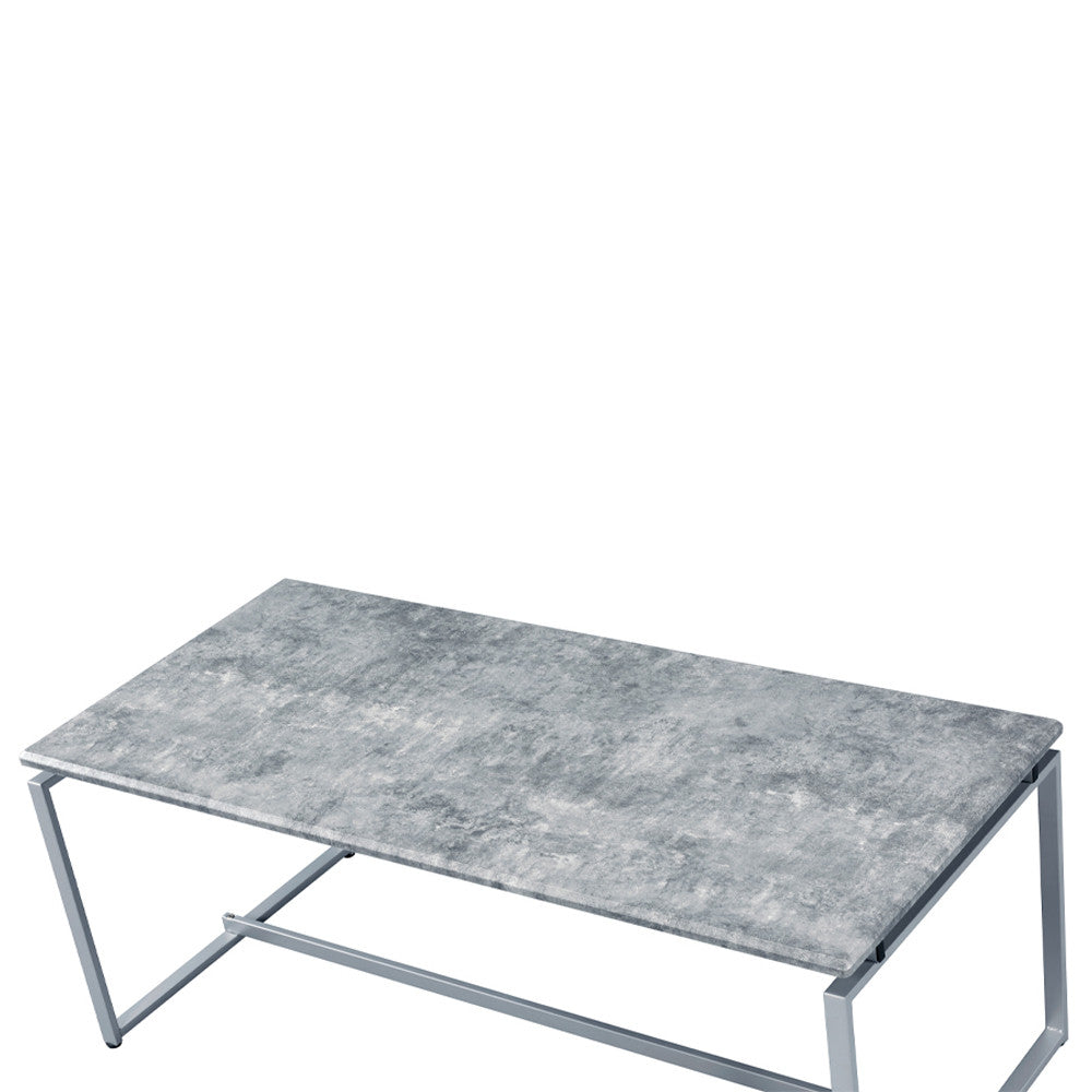 ACME 83235 Jurgen 3 Piece Pack Coffee/End Set, Faux Concrete & Silver