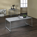 ACME 83235 Jurgen 3 Piece Pack Coffee/End Set, Faux Concrete & Silver
