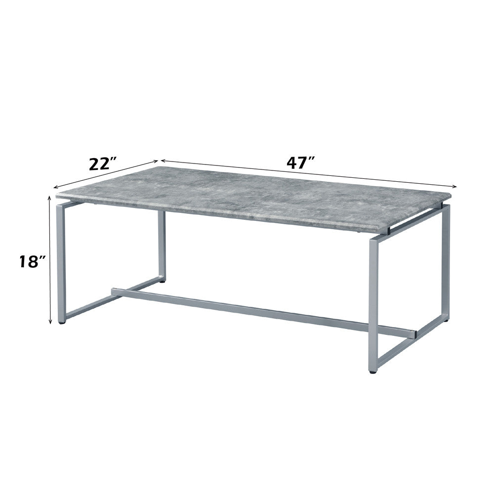 ACME 83235 Jurgen 3 Piece Pack Coffee/End Set, Faux Concrete & Silver