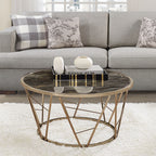 ACME 83300 Cicatrix Coffee Table, Faux Black Marble Glass & Champagne Finish