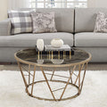 ACME 83300 Cicatrix Coffee Table, Faux Black Marble Glass & Champagne Finish