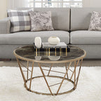 ACME 83300 Cicatrix Coffee Table, Faux Black Marble Glass & Champagne Finish