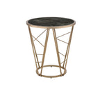 ACME 83302 Cicatrix End Table, Faux Black Marble Glass & Champagne Finish