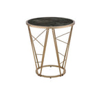 ACME 83302 Cicatrix End Table, Faux Black Marble Glass & Champagne Finish