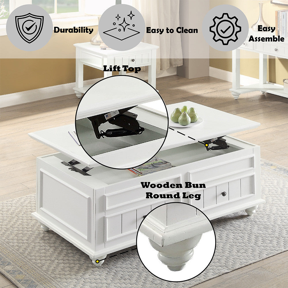 ACME 83325 Natesa Coffee Table with Lift Top, White Washed