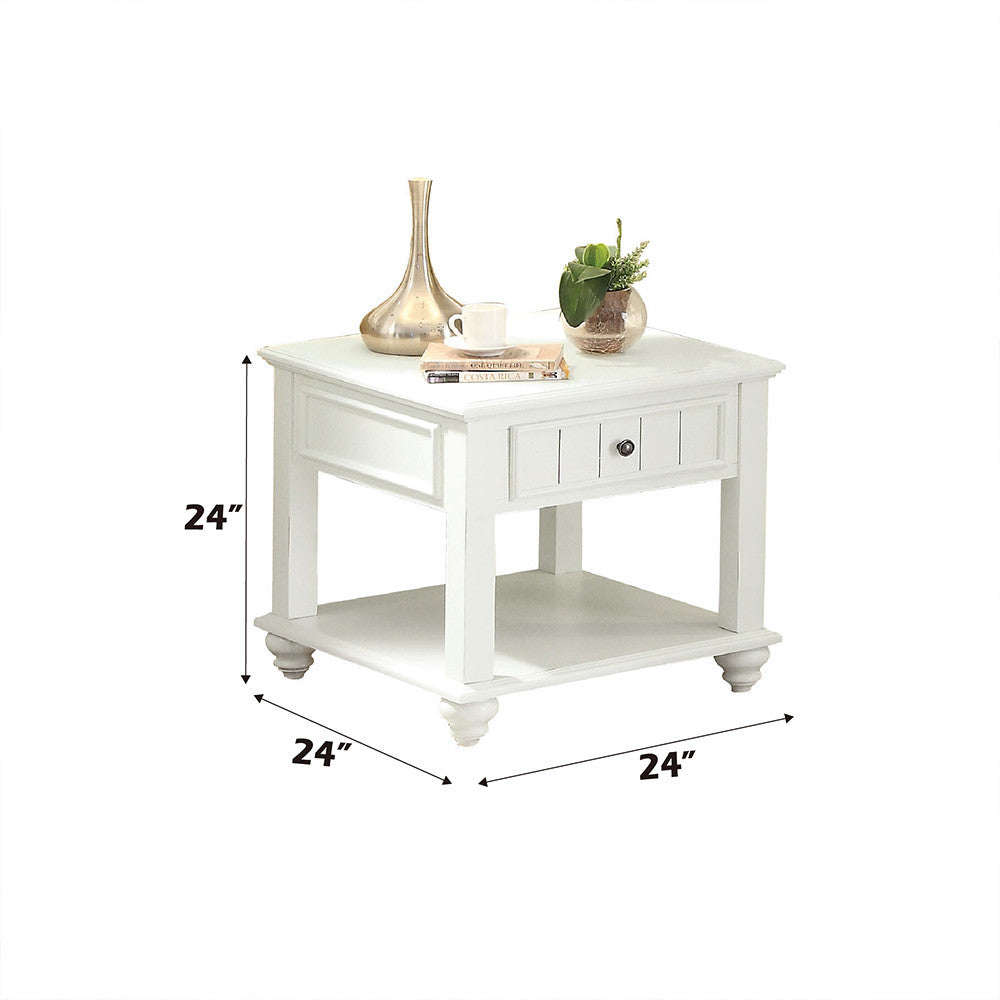 ACME 83327 Natesa End Table, White Washed