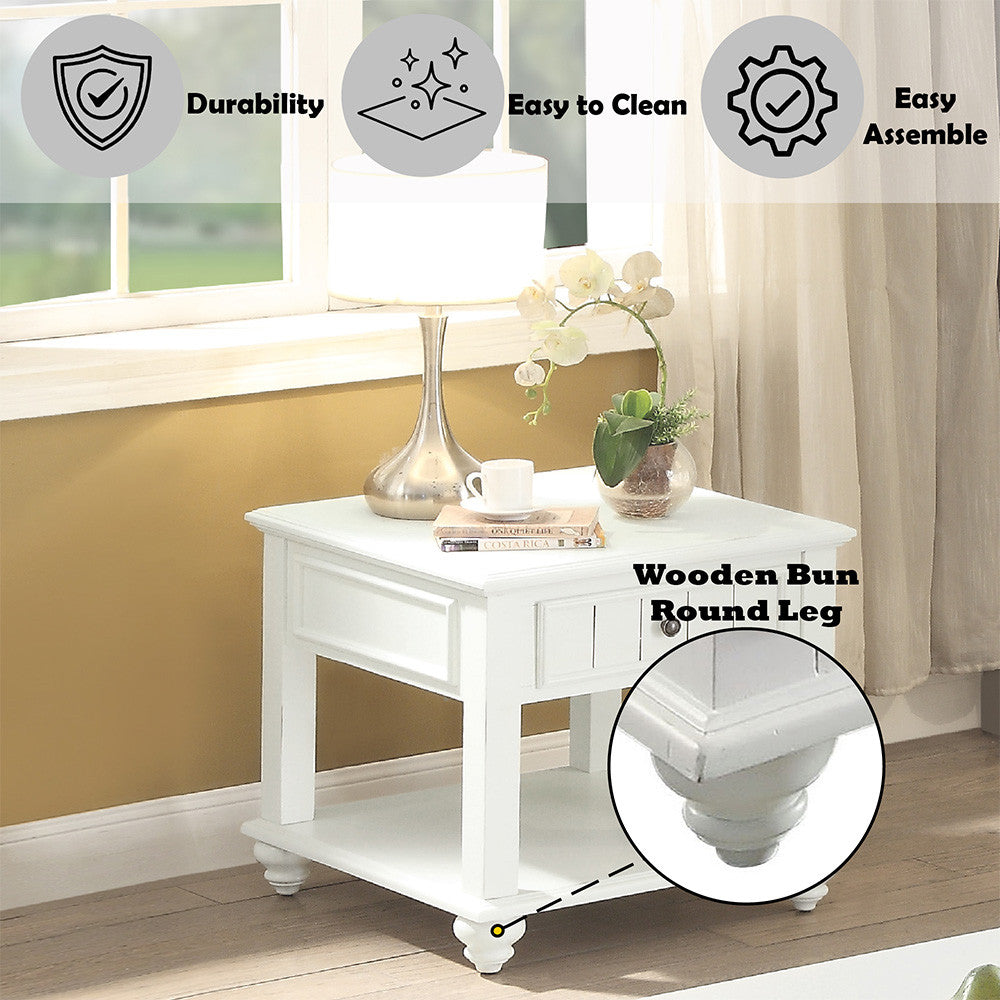 ACME 83327 Natesa End Table, White Washed