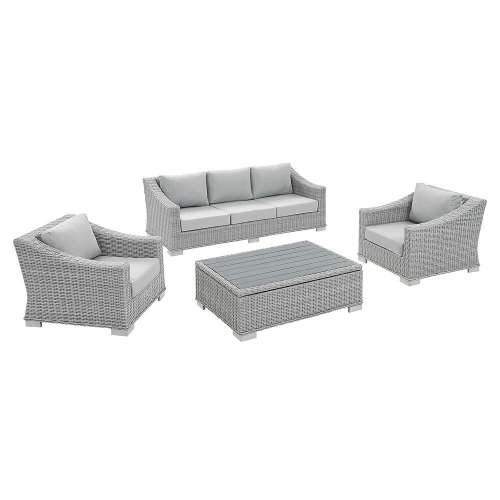Modway EEI-4359 Conway 4-Piece Sunbrella&reg; Outdoor Patio Wicker Rattan Furniture Set