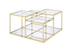 ACME 83470 Uchenna Coffee Table, Clear Glass & Gold Finish