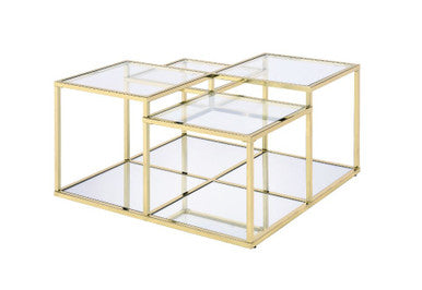 ACME 83470 Uchenna Coffee Table, Clear Glass & Gold Finish
