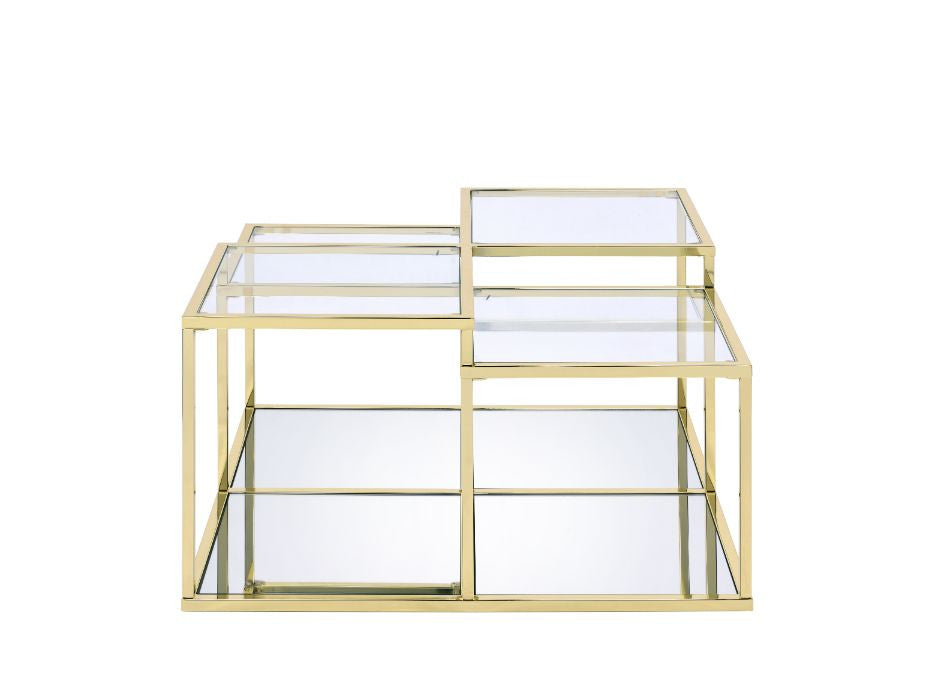 ACME 83470 Uchenna Coffee Table, Clear Glass & Gold Finish