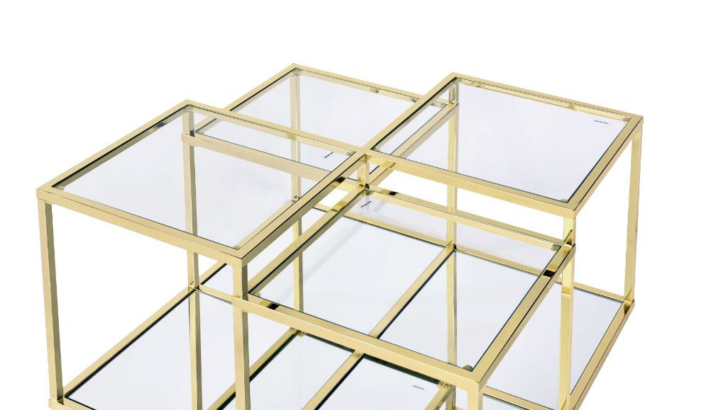 ACME 83470 Uchenna Coffee Table, Clear Glass & Gold Finish