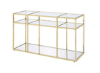 ACME 83473 Uchenna Sofa Table, Clear Glass & Gold Finish