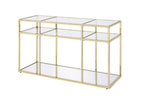 ACME 83473 Uchenna Sofa Table, Clear Glass & Gold Finish