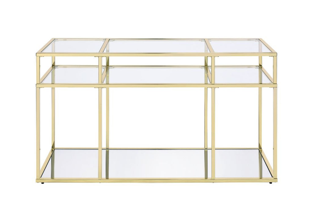 ACME 83473 Uchenna Sofa Table, Clear Glass & Gold Finish