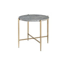 ACME 83477 Tainte End Table, Faux Marble & Champagne Finish