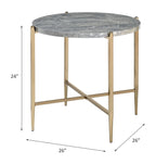 ACME 83477 Tainte End Table, Faux Marble & Champagne Finish