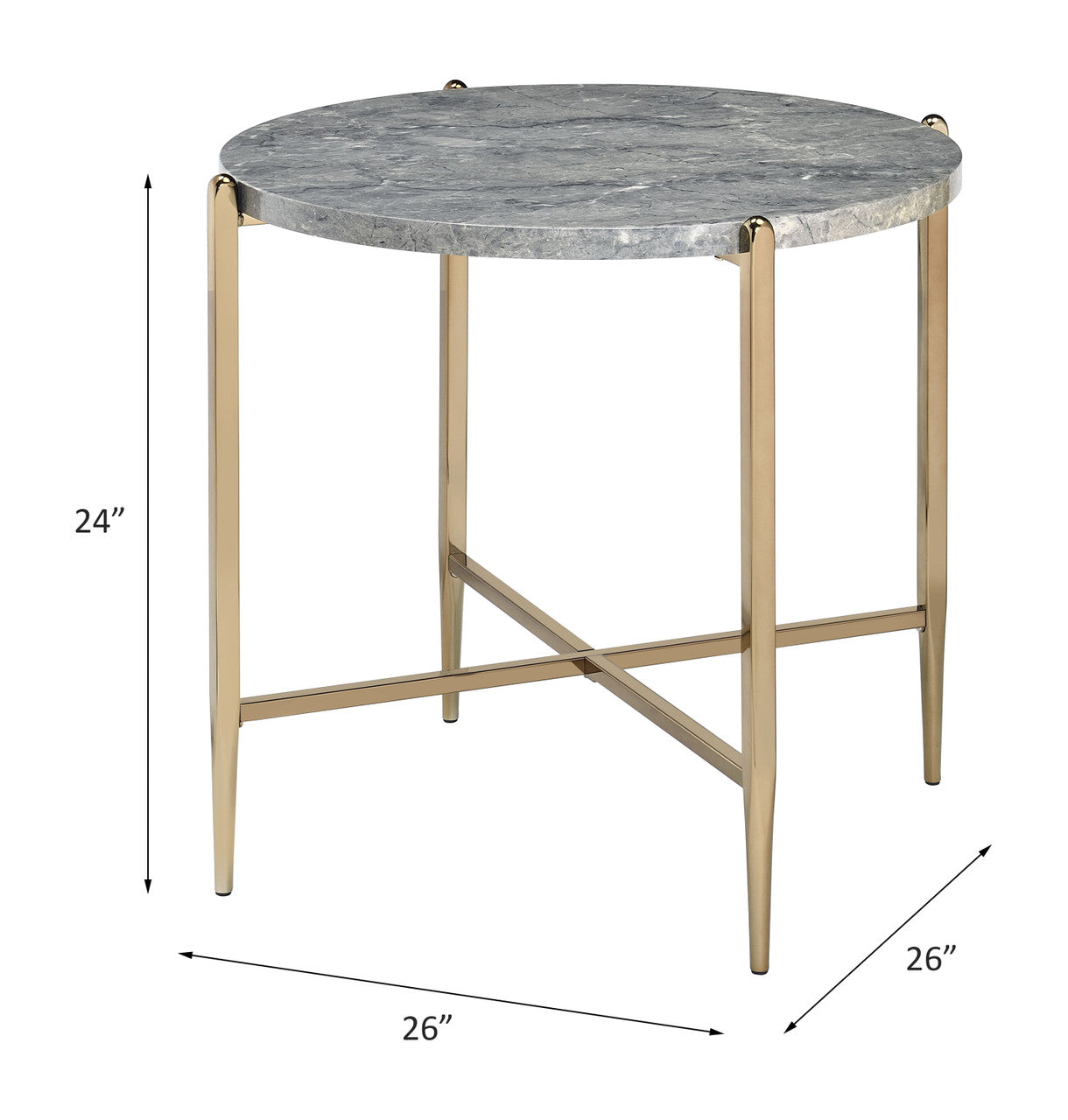 ACME 83477 Tainte End Table, Faux Marble & Champagne Finish
