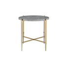 ACME 83477 Tainte End Table, Faux Marble & Champagne Finish