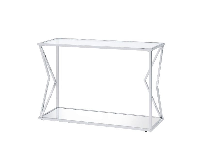 ACME 83484 Virtue Sofa Table, Clear Glass & Chrome Finish