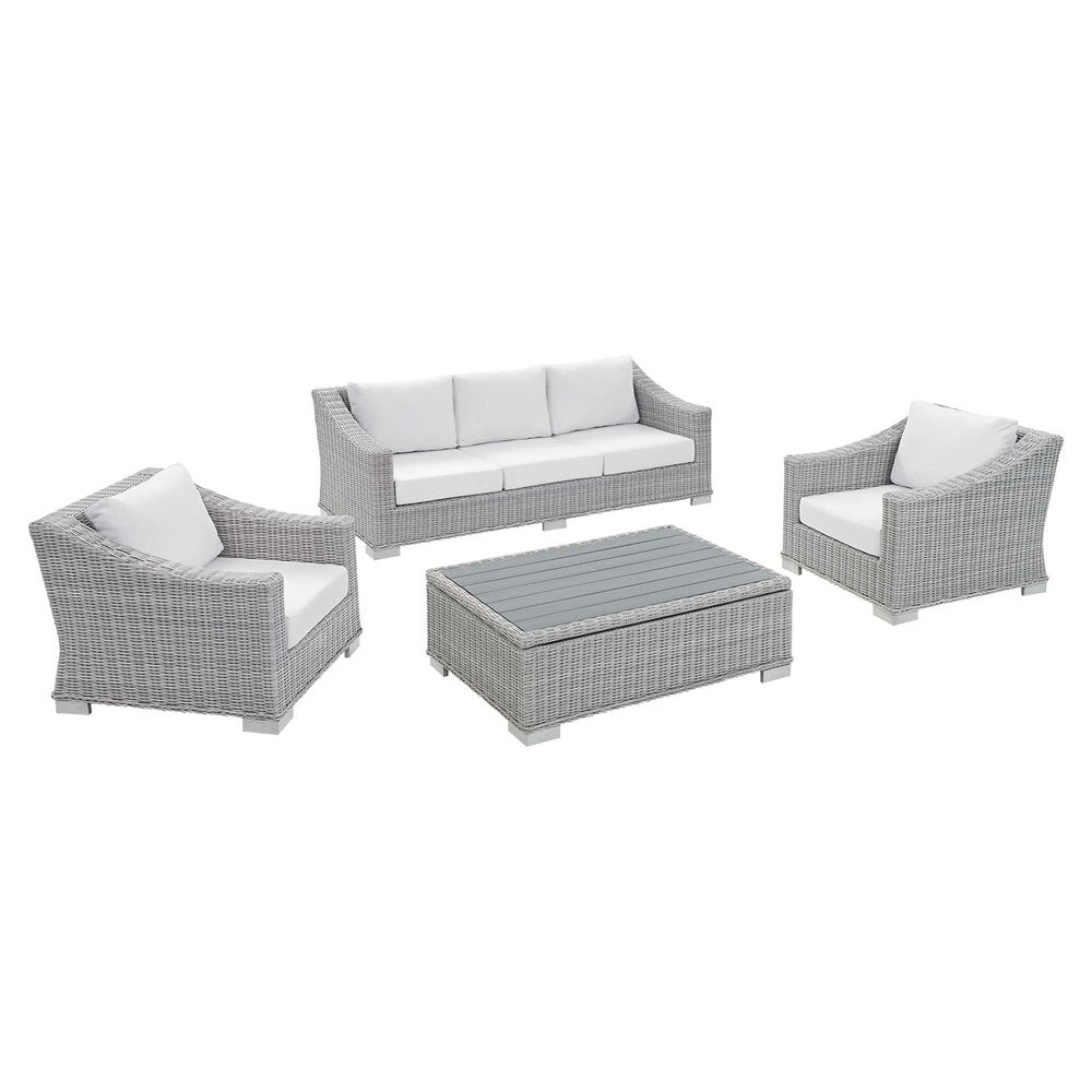 Modway EEI-4359 Conway 4-Piece Sunbrella&reg; Outdoor Patio Wicker Rattan Furniture Set