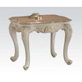 ACME 83542 Chantelle End Table with Marble Top, Marble & Pearl White