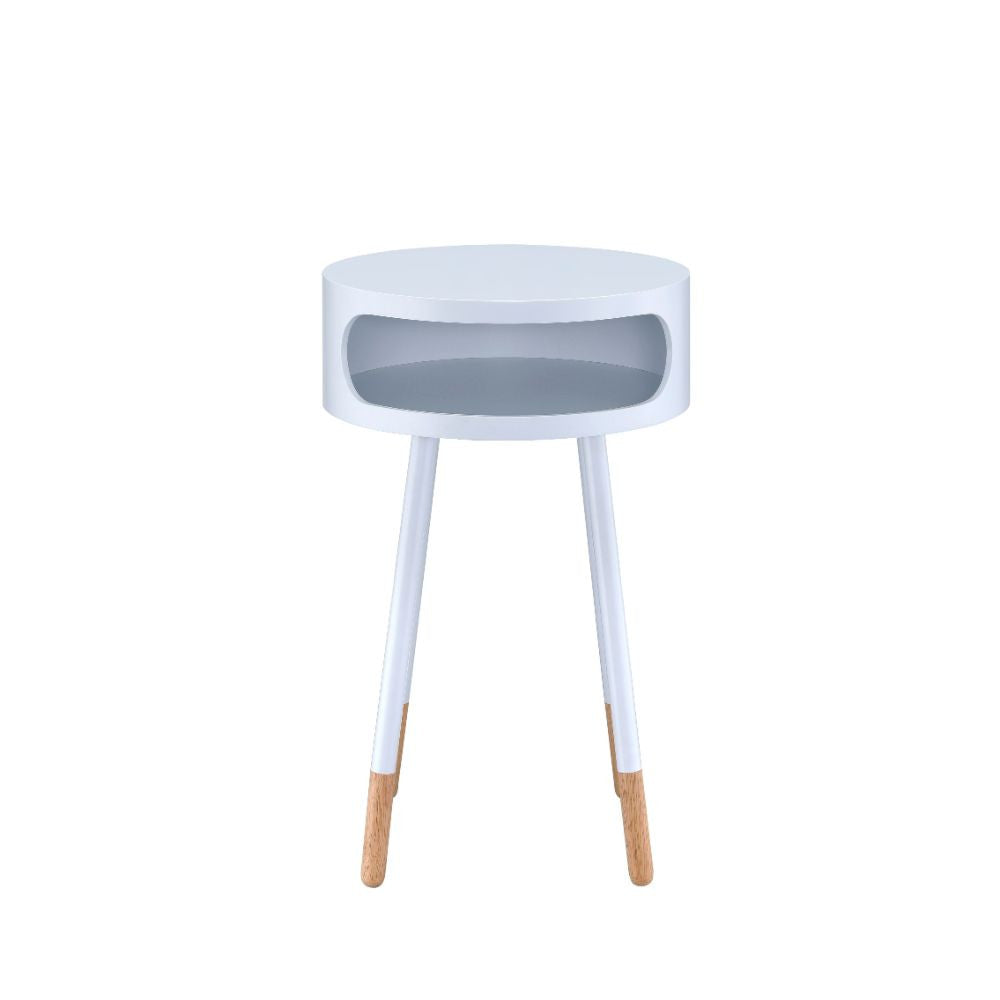 ACME 84445 Sonria End Table, White & Natural