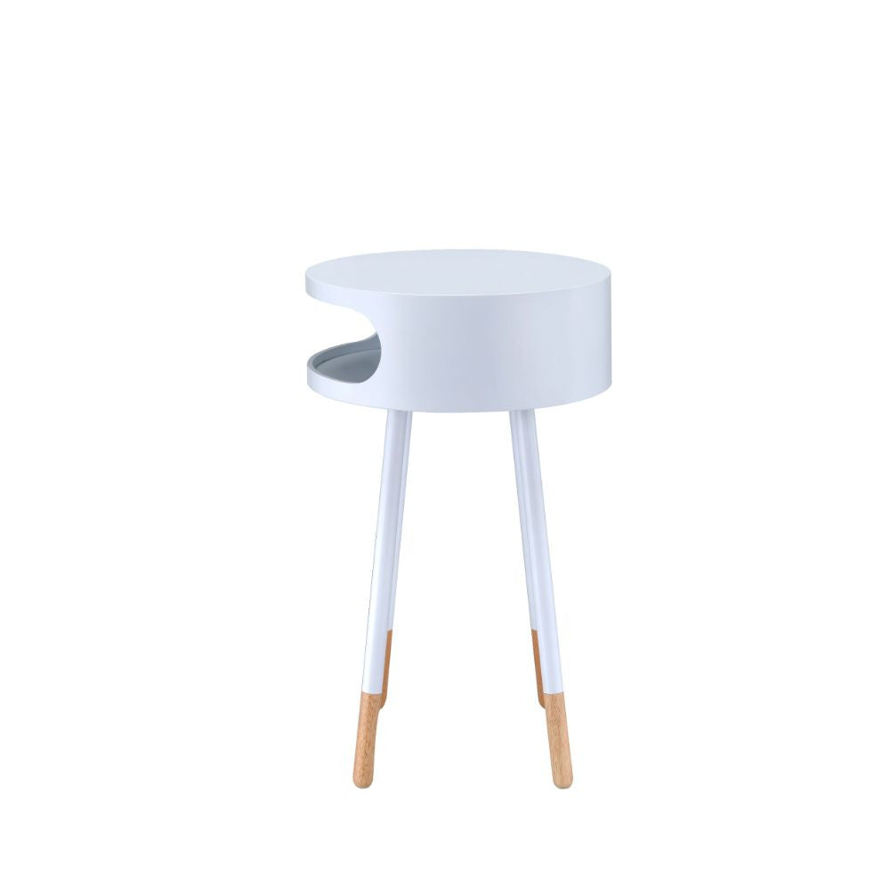 ACME 84445 Sonria End Table, White & Natural