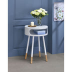 ACME 84445 Sonria End Table, White & Natural