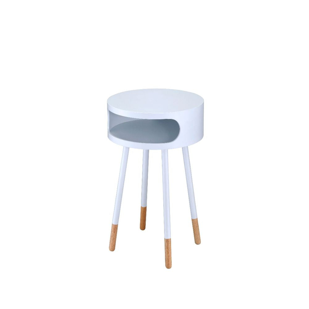 ACME 84445 Sonria End Table, White & Natural