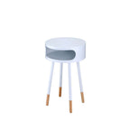 ACME 84445 Sonria End Table, White & Natural