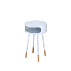 ACME 84445 Sonria End Table, White & Natural