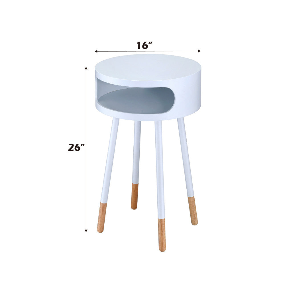 ACME 84445 Sonria End Table, White & Natural