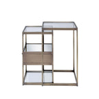 ACME 84470 Enca 2 Piece Pack Nesting Tables Set, Antique Brass & Clear Glass