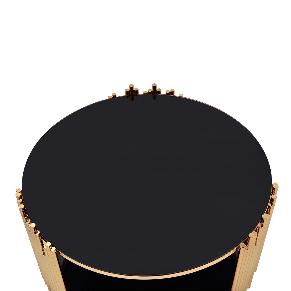 ACME 84490 Tanquin Coffee Table, Gold & Black Glass (1Set/2Ctn)