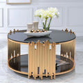 ACME 84490 Tanquin Coffee Table, Gold & Black Glass (1Set/2Ctn)